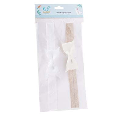 Vinchas de Pelo Rabbit para Bebés Elásticas con Lazo 2 Unidades