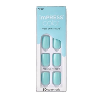 Uñas Postizas Adhesivas Kiss Color Impress Mint To Be 30 Piezas 