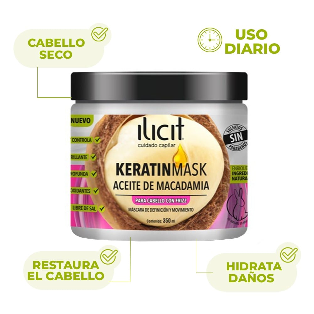 Mascarilla Capilar Ilicit Keratina Macadamia 350 ml