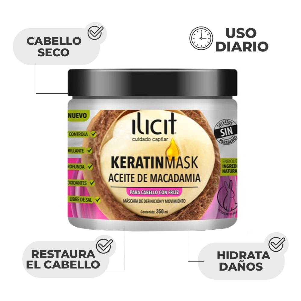 Mascarilla Capilar Ilicit Keratina Macadamia 350 ml