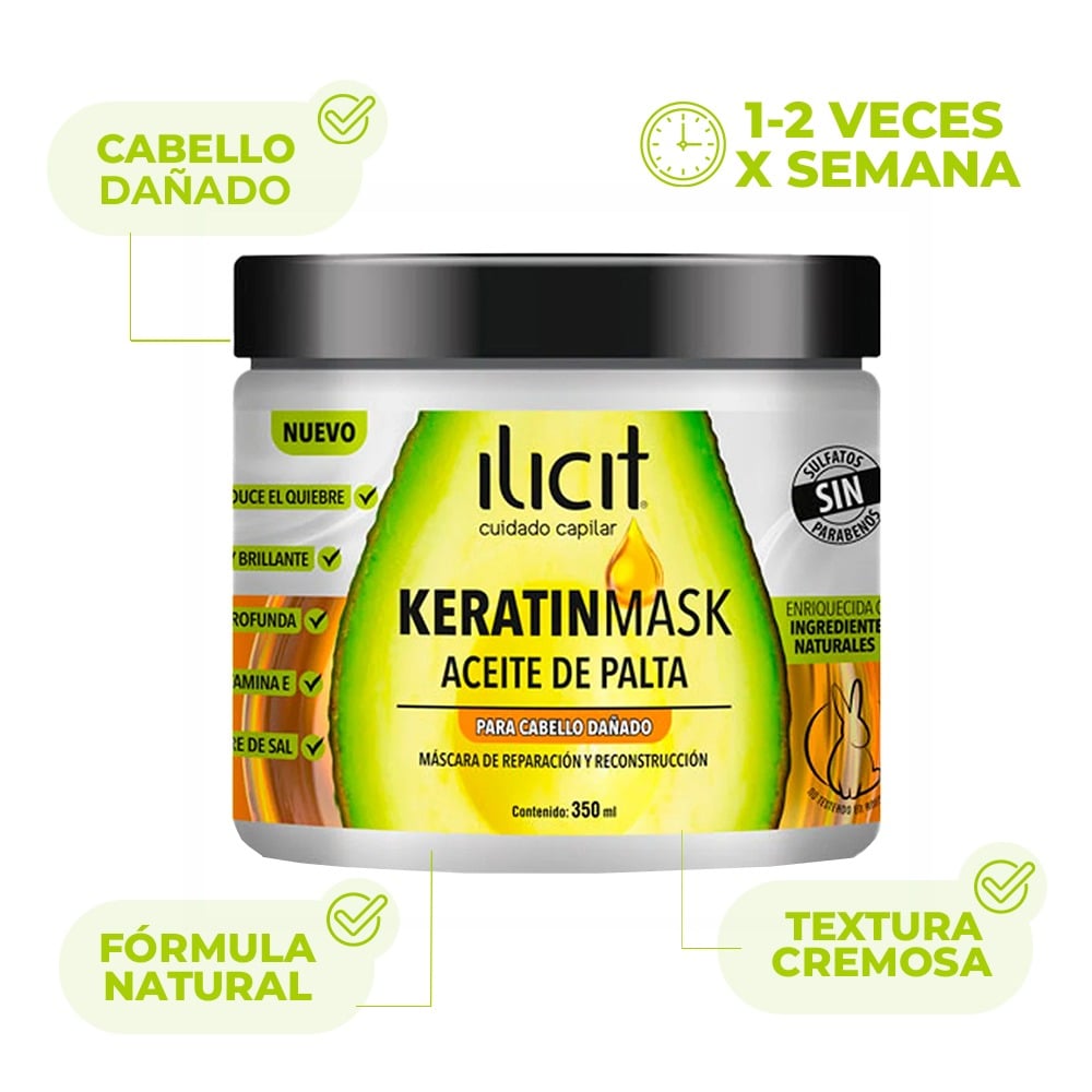 Mascarilla Capilar Keratina Ilicit Coco 350 ml