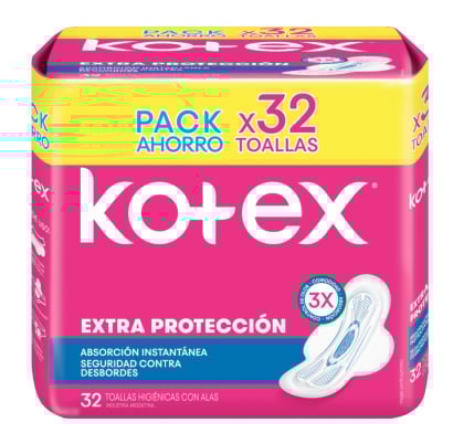 TOALLAS FEMENINAS KOTEX NORMAL CON ALAS X32 UNIDADES.