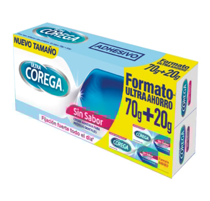 Pack Crema Adhesiva Corega sin Sabor 70 g + Crema Adhesiva sin Sabor 20 g