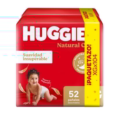 Pañales Huggies Natural Care Unisex XG 104 Unidades