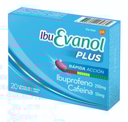 IbuEvanol Plus 200 mg/50 mg 20 Cápsulas Blandas de Rápida Acción