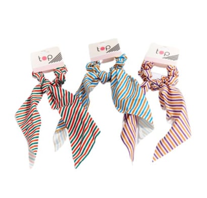 Gomita para el Pelo Top con Lazo y Rayas 1 Unidad Colores Surtidos