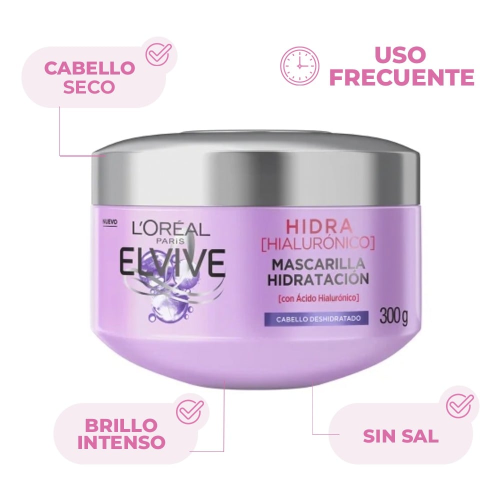 Mascarilla Capilar Elvive Hidra Rellenador con Ácido Hialurónico 300 g