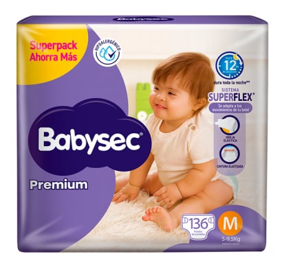 Pañales Babysec Premium M 136 Unidades