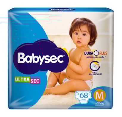 Pañales Babysec Ultra Sec M 68 Unidades