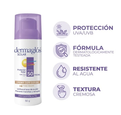 Protector Solar Dermaglós Facial Tono Medio FPS50 50 g