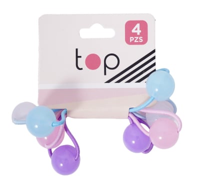 Gomitas para el Pelo Top Elásticas Rosa y Celeste 4 Unidades