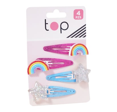 Broches para el Pelo Top Arcoíris Y Estrellas 4 Unidades