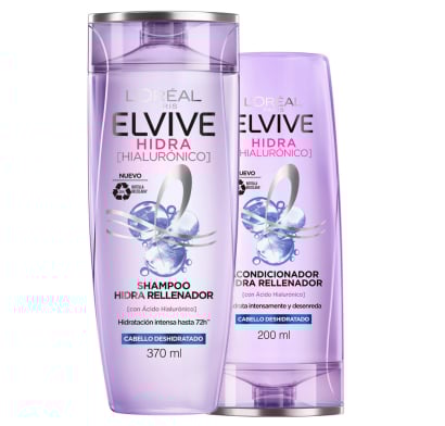 Pack Elvive Hidra Rellenador Hialurónico Shampoo 370 ml + Acondicionador 200 ml