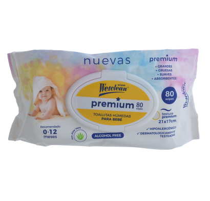 Toallitas Húmedas Wetclean Bebé Premium 80 Unidades