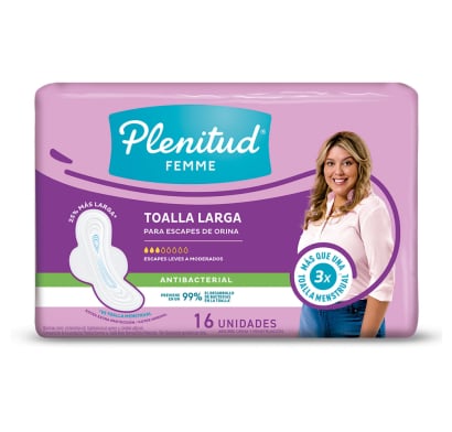 Toallas para Incontinencia Plenitud Femme Normal Plus Antibacterial 16 Unidades
