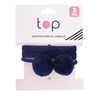 Gomitas de Pelo Top Elásticos con Pompom 3 Unidades Colores Surtidos