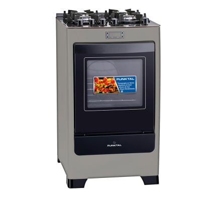 Cocina a Gas Punktal PK-735 Encanto Glass Inox 4 Hornallas