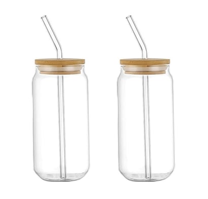 Combo Farma Hogar Vaso de Vidrio con Sorbito 500 ml 2 Unidades