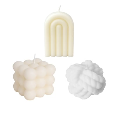 Combo Farma Hogar Velas Decorativas Cubo, Nudo y Arcoíris