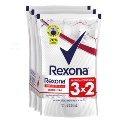 Repuesto de Jabón Líquido Rexona Antibacterial Original 220 ml 3 Unidades