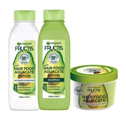 Combo Garnier Fructis Hair Food Aguacate Shampoo 300 ml, Acondicionador 300 ml y Mascarilla 350 ml