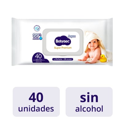 Toallitas Húmedas Babysec Super Premium Cuidado Sensible 40 Unidades