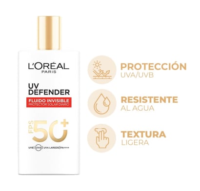 Protector Solar L'Oréal Paris Dermo Expertise UV Defender Fluido Invisible FPS50+ 40 g