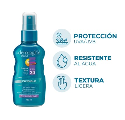 Protector Solar Dermaglós Spray Invisible FPS30 180 ml