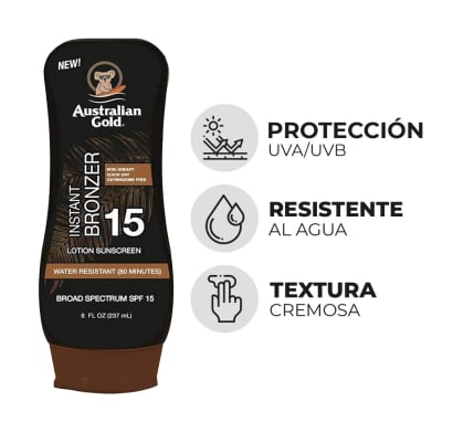 Protector Solar Australian Gold Loción Con Bronzer