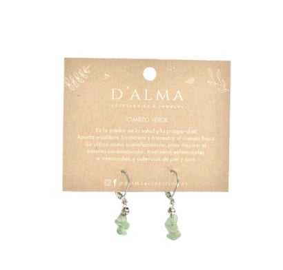 Caravanas D'alma Simples con Cuarzo Verde