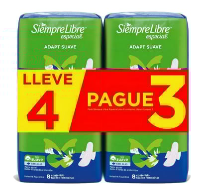Toallitas Femeninas Siempre Libre Especial 4 Unidades