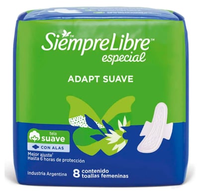 Toallitas Femeninas Siempre Libre Especial con Alas 8 Unidades