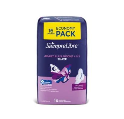 Toallitas Femeninas Siempre Libre Adapt Plus Noche y Día 16 Unidades