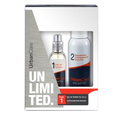 Perfume Urban Care Unlimited Men EDT 75 ml + Desodorante en Aerosol 158 ml