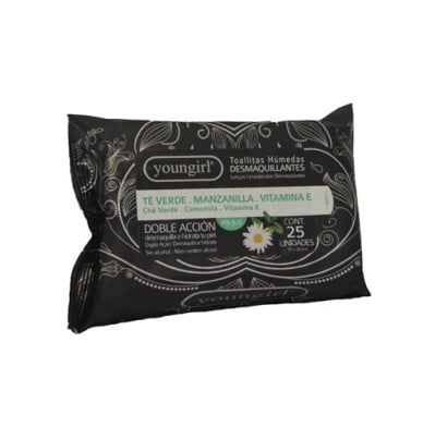 TOALLITAS DESMAQUILLANTES YOUNGIRL X25 UNIDADES.