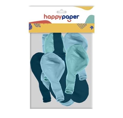 Globos Happy Paper Azules 12 Unidades