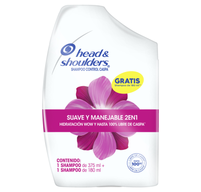 Pack Head & Shoulders 2 en 1 Suave y Manejable Shampoo 375 ml + Shampoo 180 ml