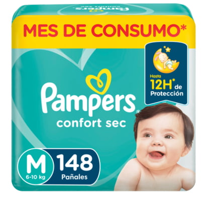Pañales Pampers Confort Sec Forte Bag M 148 Unidades