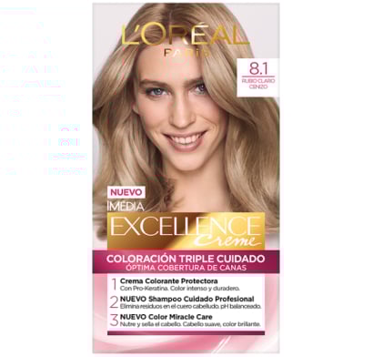 Tinta L'Oréal Paris Excellence Creme N°8.1 Rubio Claro Ceniza