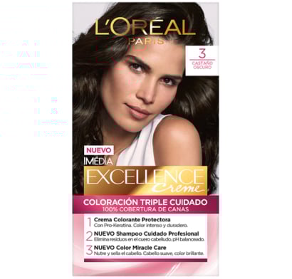 Tinta L'Oréal Paris Excellence Creme N°3 Castaño Oscuro