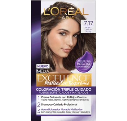 Tinta L'Oréal Paris Excellence Matizador Supreme N°7.17 Rubio Cenizo Matte