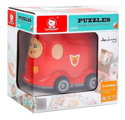 Puzzle de Madera con Auto de Bomberos