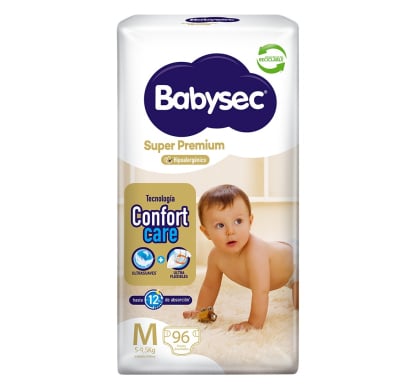 Pañales Babysec Super Premium M 96 Unidades