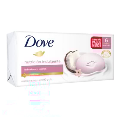 JABÓN DOVE LECHE COCO 6 X 90G + 25%