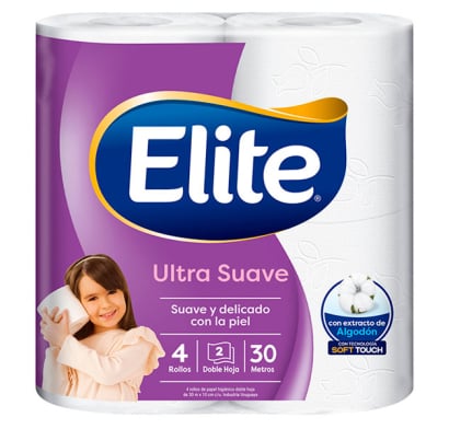 Papel Higiénico Elite Ultra Blanco 30 Metros 4 Unidades