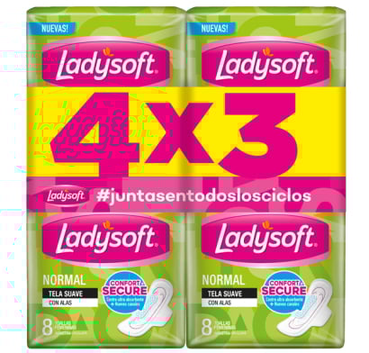 Toallitas Femeninas Ladysoft Normal 8 Unidades 4 Paquetes