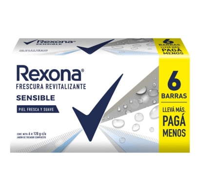 Jabón en Barra Rexona Sensible Corporal 120 g 6 Unidades