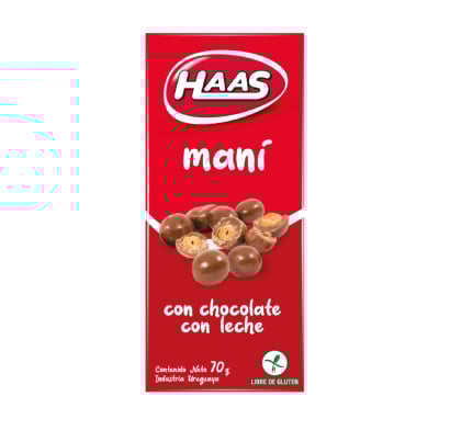 MANI CON CHOCOLATE HAAS CON LECHE 70GRS