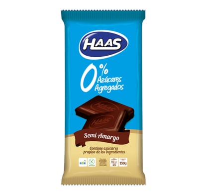 Tableta de Chocolate Semi Amargo Haas 0% Azúcar 150 g