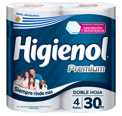 Papel Higiénico Higienol Premium 30 m 4 Rollos